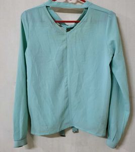 Cute Mint Green Tie-Front Top