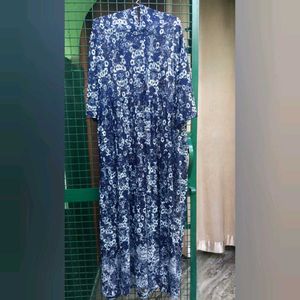 Blue Floral Print Maxi Dress👗!!