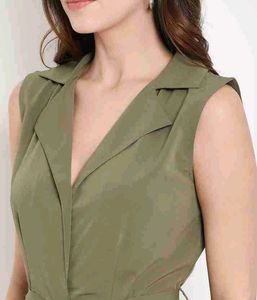 Zara Olive Pleated Sat in Jumpsuit