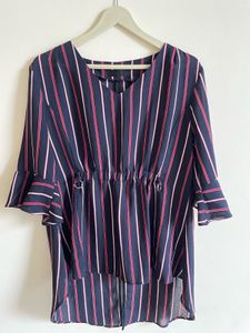 Striped Ruffle Sleeve Top
