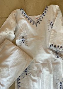 Elegant White Embroidered Kurta Set