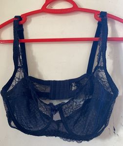 Elegant Navy Blue Lace Bra - Size 38C