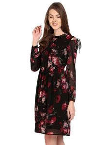 Floral Print Cold Shoulder Dress