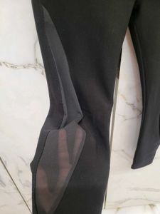 Black Gym Pant With Net Design