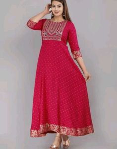 Pink Embroidered Anarkali Kurti