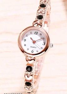 Elegant Rose Gold Heart &amp; Crystal Watch