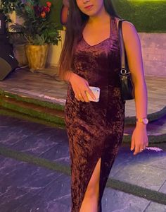 Velvet Backless Slit Dress