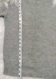 Gray Floral Shoulder Sweater