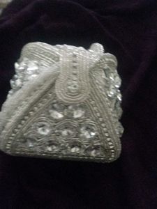 Beaded Silver Pouch