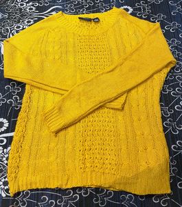 Mustard Cable Knit Pullover