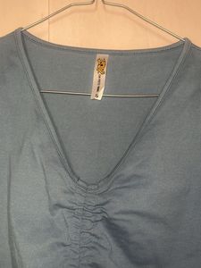 Teal Long Sleeve Crop Top