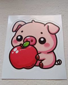 Cute Hungry Piggy stickers - Set Of 5 Pcs