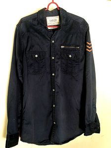 S-line Men Solid Casual Blue Shirt