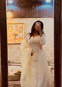 Chicken Kari Anarkali Dress With Duppatta