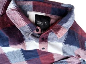 Maroon &amp; Navy Plaid Flannel Shirt