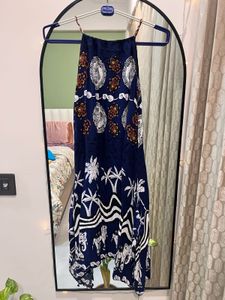 Thai Navy Halter Dress with Print