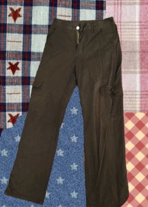 Urbanic Y2k Brown Baggy Cargo Jeans For Women