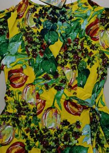 Floral Print Wrap Top with Tie-Up