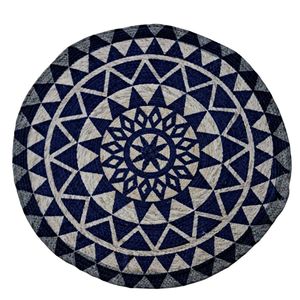 Handmade Round Wool  Rope Printed Doormat – 60 cm