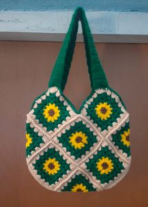 Crochet Sunflower Tote Bag