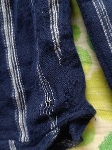 Navy Striped Wrap Top