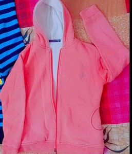 NINS MODA Full Sleeve Solid Hooded Orange Sweater