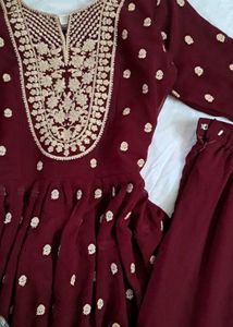 Elegant 3 Pc Maroon Sharara Suit Set🥀🥀