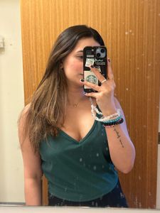 Green V-Neck Tank Top