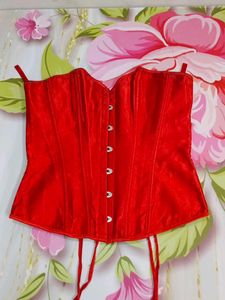 (1300)Red Velvet Corset Top