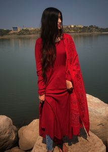 Maroon Solid Chudidaar Sleeve Frock Style Kurti