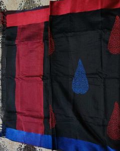 Women Black Silk Thread Embroidered Dupatta