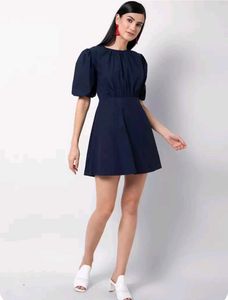 Navy cut out back mini skater dress