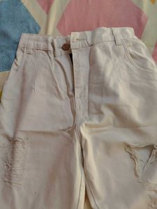 Distressed White Jeans