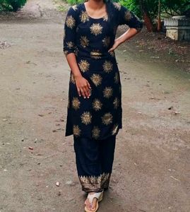Black Kurti With Plazoo Set