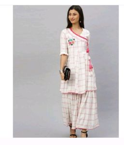 Cotton Paplam Kurti With Gahrara And Dupatta