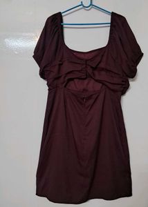 Burgundy Off-Shoulder Mini Dress
