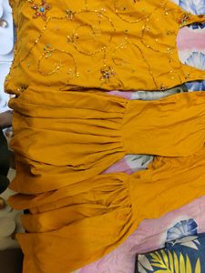 A Very Beautiful Mustard Sharara Set For Haldi