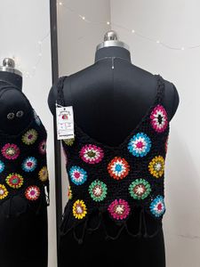 Black Floral Crochet Top