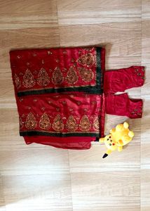 Red Embellished Saree with blouse