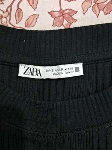 Zara Black Ribbed Tank Top Size S