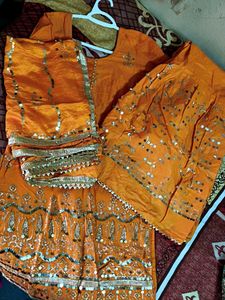 Orange Embroidered Kurta Set