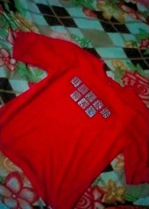 Red Embellished T-Shirt