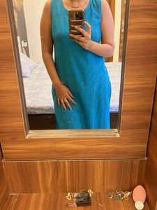 Blue Kurta With Skin Pants