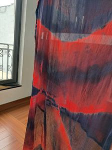 39) Red &amp; Navy Tie-Dye Dupatta