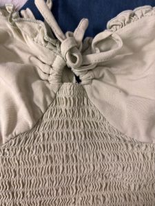 Ruffle Trim Smocked Crop Top