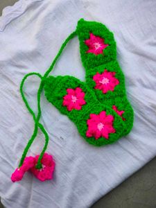 Green Floral crochet Headband