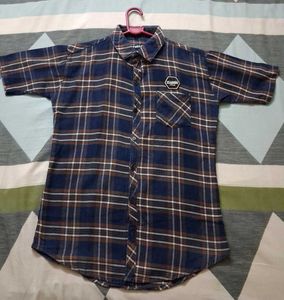 Blue Plaid Short Sleeve Shirt