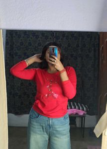 Red Embellished Top