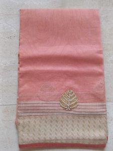 Peach Saree with Stitched Blouse