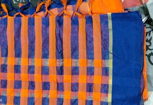 New Saree (Orange And Navy Blue)
